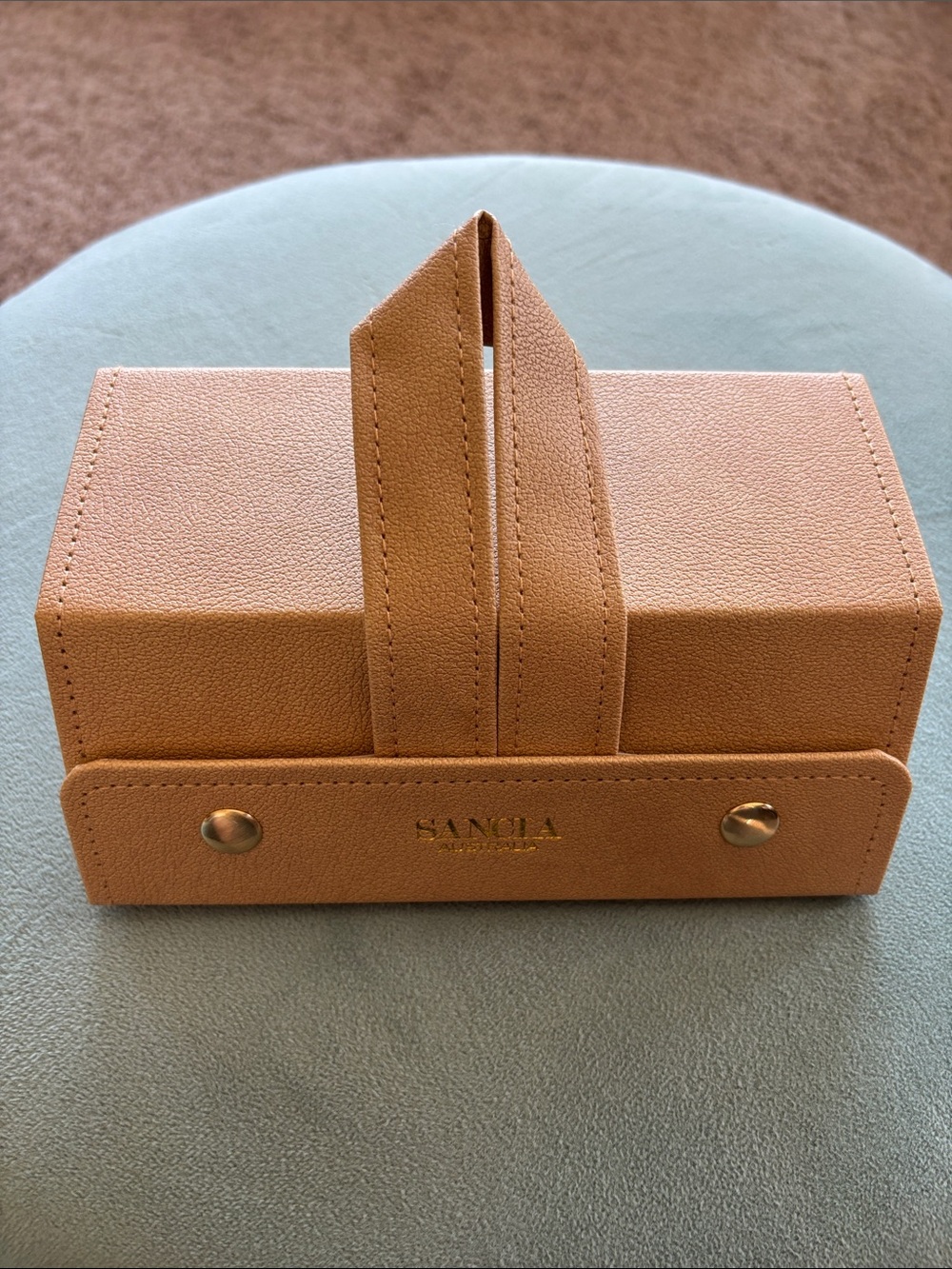 Sancia Leather Sunglasses Travel Case in Tan